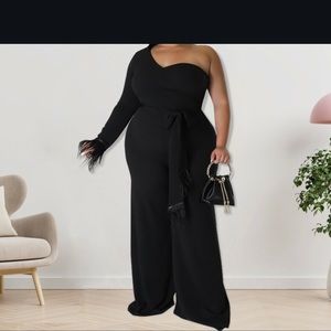 “MONICA” Curvy Bougie Sister One-Shoulder Jumpsuit